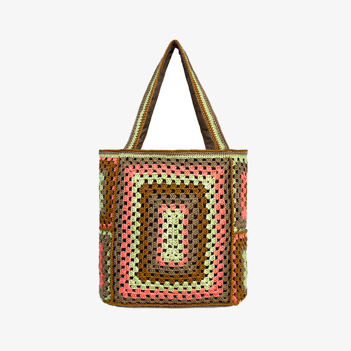 Vintage Tote für Frauen tragbare Pendlertasche handgestrickte Schultertasche