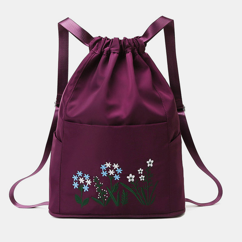 Wasserdichter, faltbarer Fitness-Reiserucksack mit großer Kapazität und Blumenstickerei 