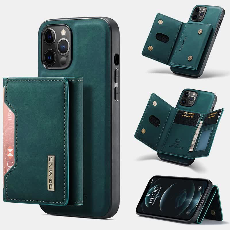 2 in 1 magnetische Brieftasche Handyhülle für iPhone PU Leder Trifold Brieftasche Hülle