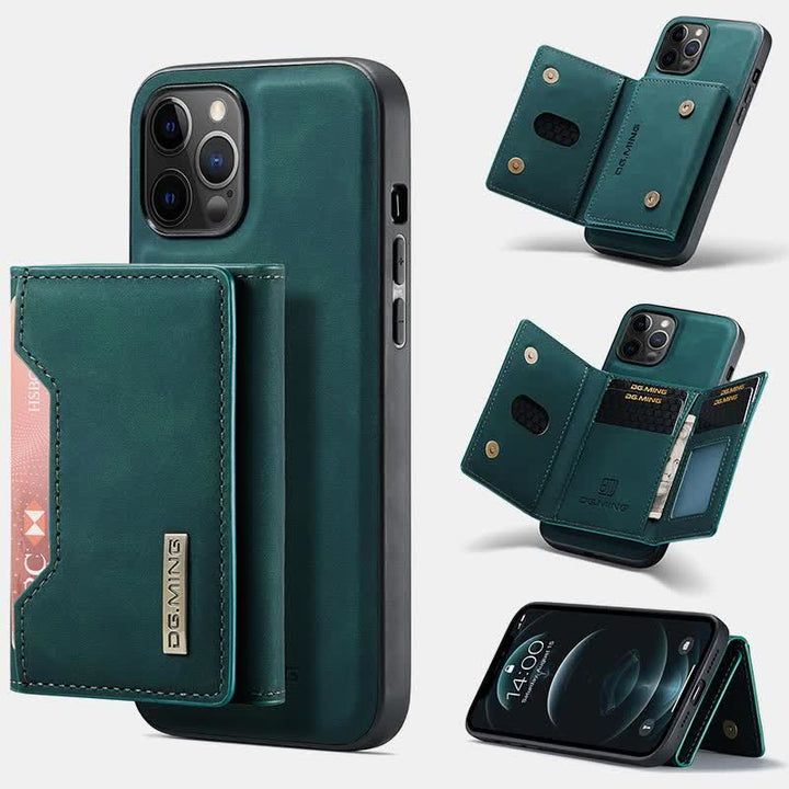 2 in 1 magnetische Brieftasche Handyhülle für iPhone PU Leder Trifold Brieftasche Hülle
