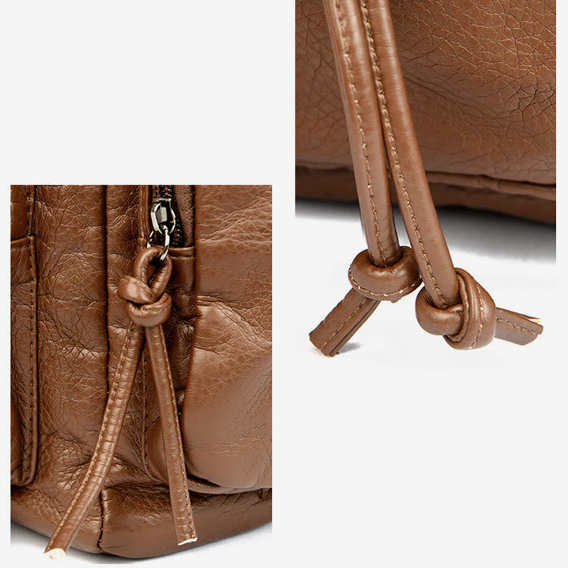 Nietenrucksack für Damen, Reiserucksack aus weichem, schlichtem Leder