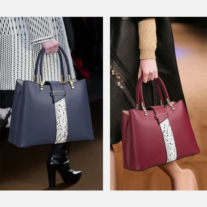Damen Elegante Handtasche Schlangenhaut Textur Dekor Strapazierfähiges Leder Tote