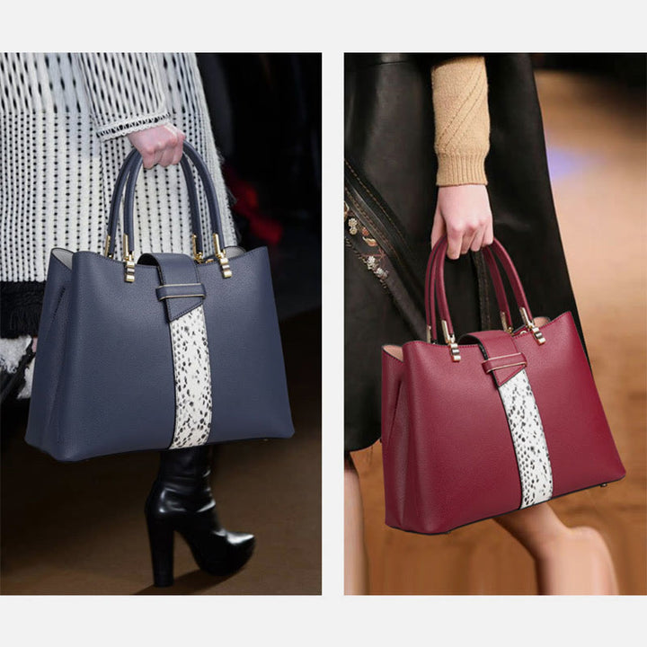 Damen Elegante Handtasche Schlangenhaut Textur Dekor Strapazierfähiges Leder Tote