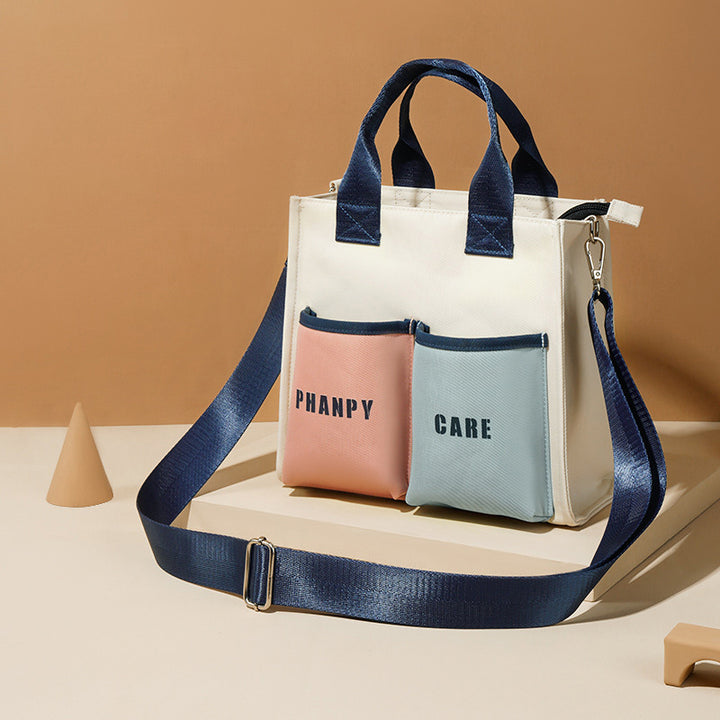 Funktionelle Handtasche, Tote Mommy Bag, Schultertasche mit mehreren Taschen und Umhängegurt