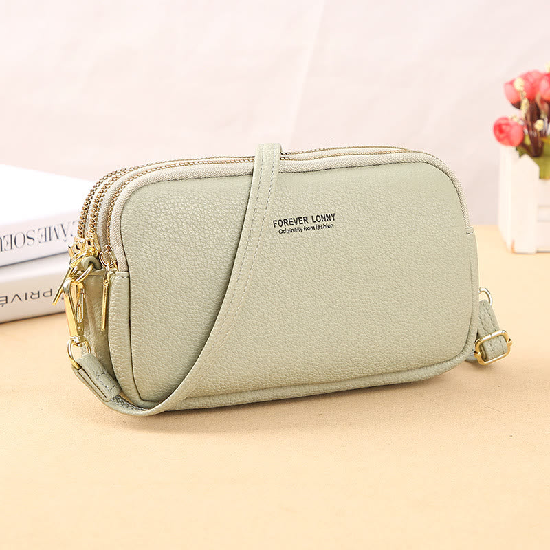 Handytasche mit drei Fächern für Damen, große Umhängetasche