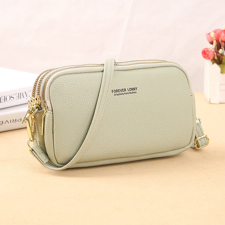 Handytasche mit drei Fächern für Damen, große Umhängetasche
