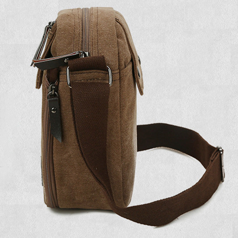 Kleine Umhängetasche für Herren mit mehreren Fächern, Reisetasche aus Canvas