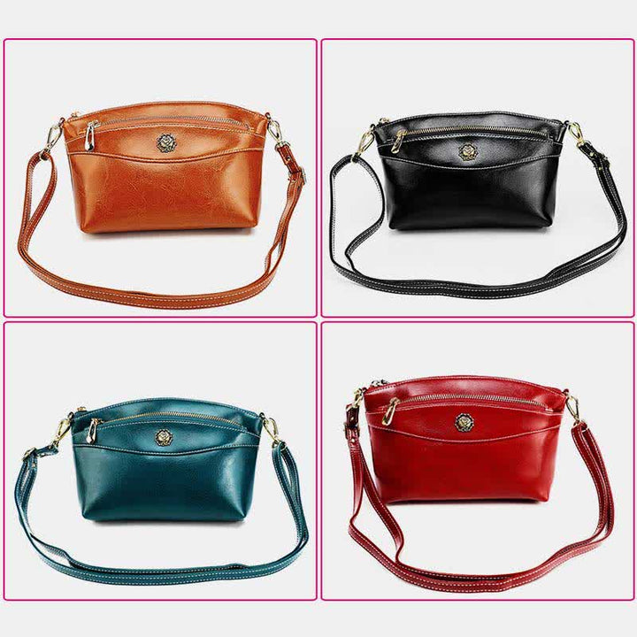 Retro-Umhängetasche aus echtem Leder für Damen, geräumige kleine Handytasche