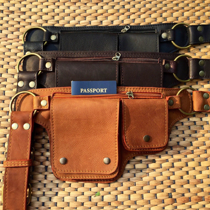 Gürteltasche für den täglichen Gebrauch, Mehrere Retro-Gürteltasche aus Leder