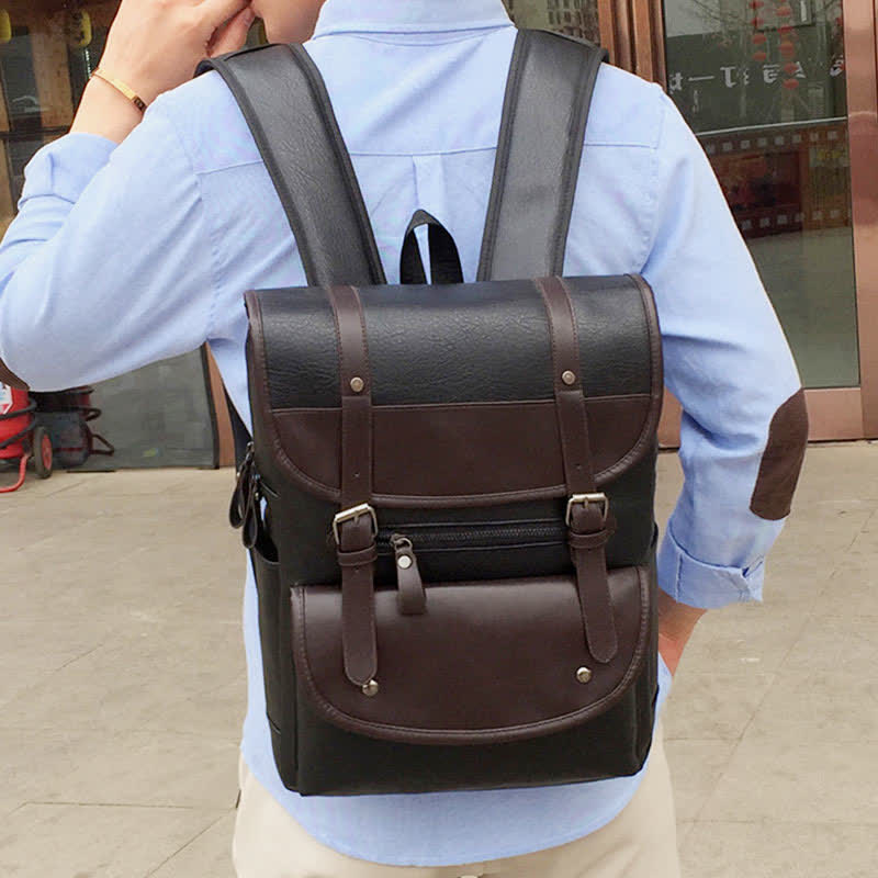 Laptop-Rucksack aus Leder für Herren, großes Fassungsvermögen, für Uni, Reisen, Büro, Tagesrucksack