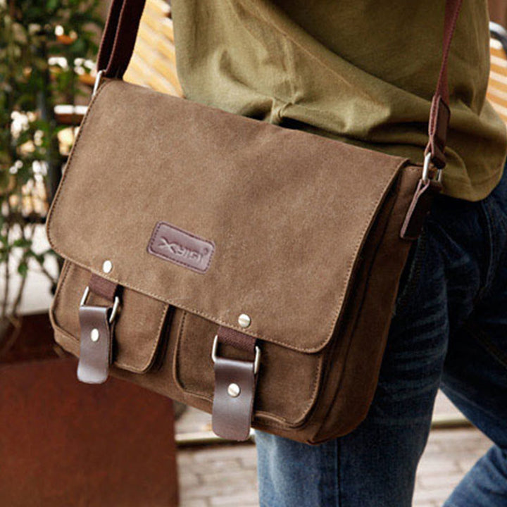 Kuriertasche für Herren, große Kapazität, lässige Schultertasche aus Segeltuch