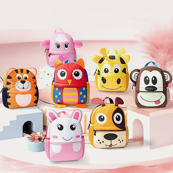 Rucksack für Kinder, süßes Cartoon-Tiermuster, Nylon, Schultasche