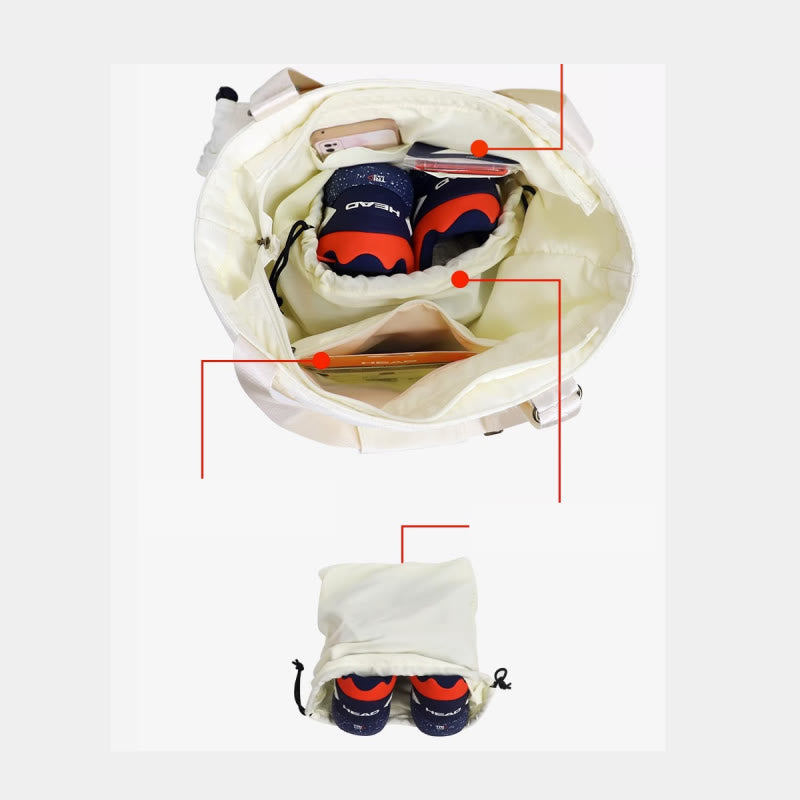 Damen Nylon Schlägertasche Weiß Outdoor Badminton Sport Schultertasche