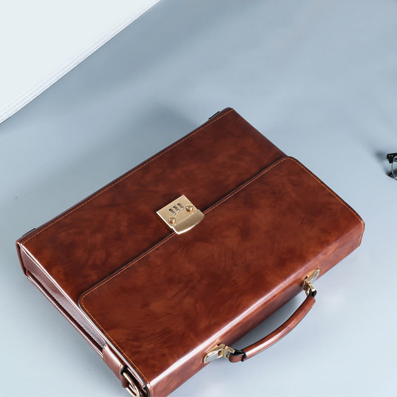 Messenger Bag für Herren, groß, Vintage, mit Schloss, Aktentasche