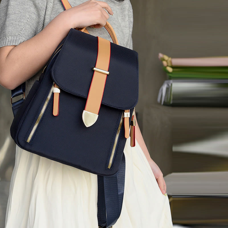 Nylon-Rucksack für Damen, einfarbig, Freizeittasche mit großer Kapazität