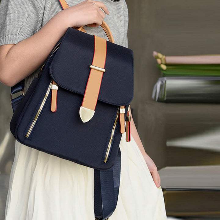 Nylon-Rucksack für Damen, einfarbig, Freizeittasche mit großer Kapazität