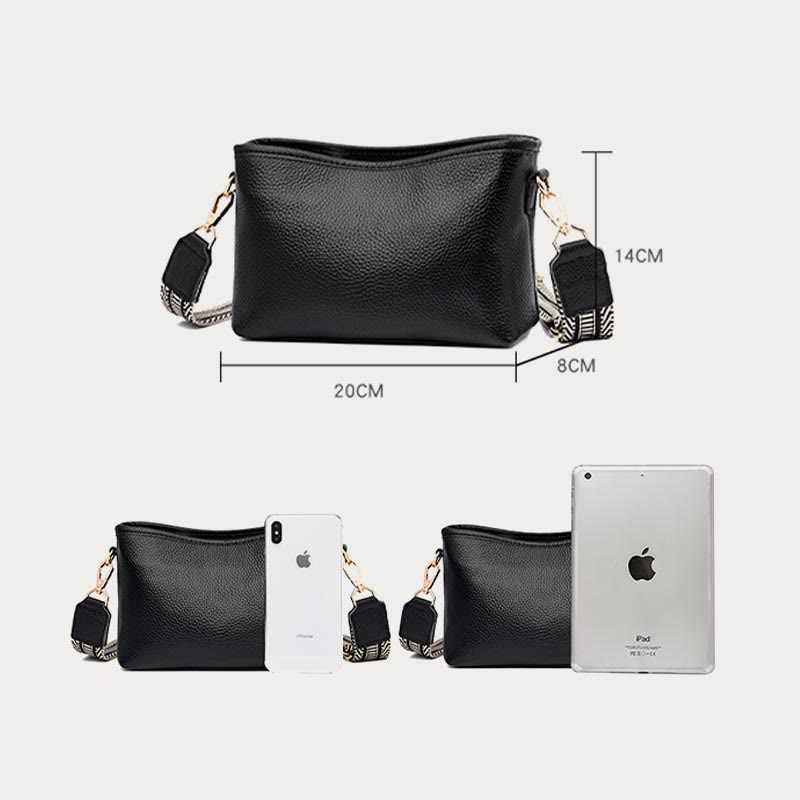 Umhängetasche für Damen, einfarbig, mit Litschi-Muster, Ledertasche