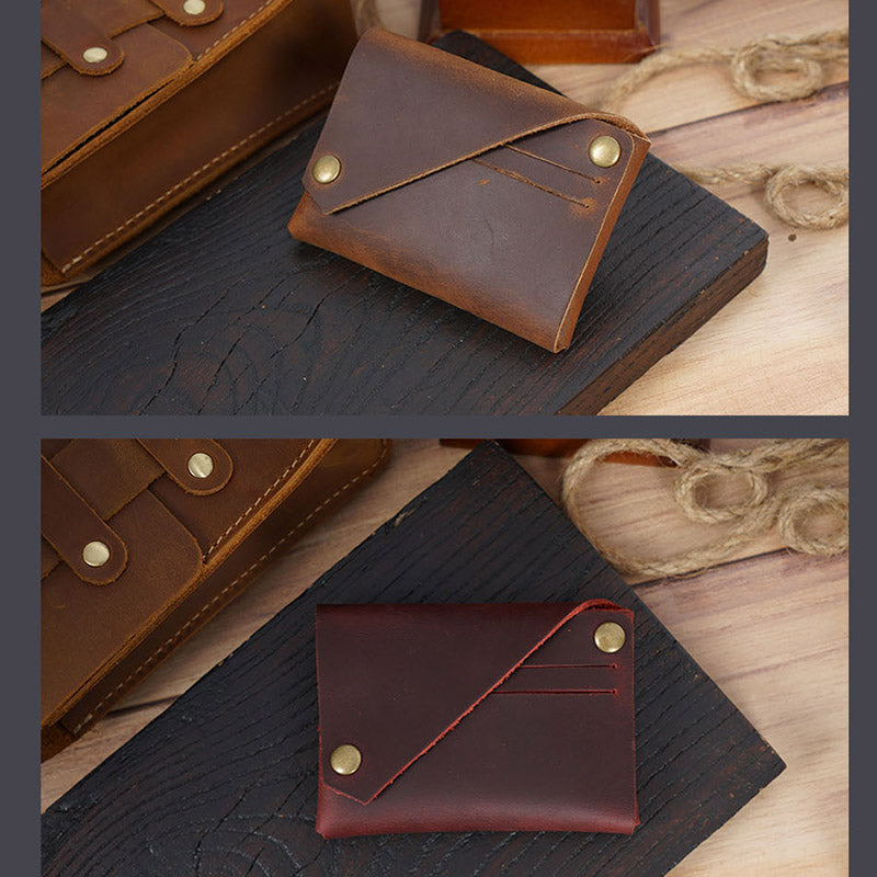 Retro-Handgemachtes Echtleder Kartenetui Vordertasche Geldbörse Münzgeldbörse