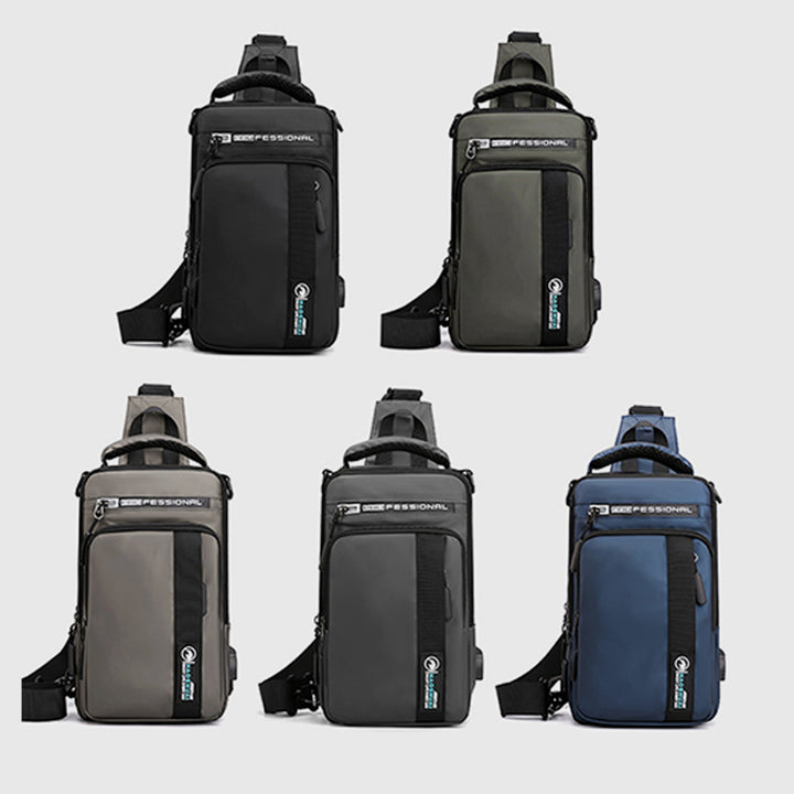 Leichte klassische Schultertasche mit mehreren Taschen und USB-Ladeanschluss für 4 Verwendungszwecke
