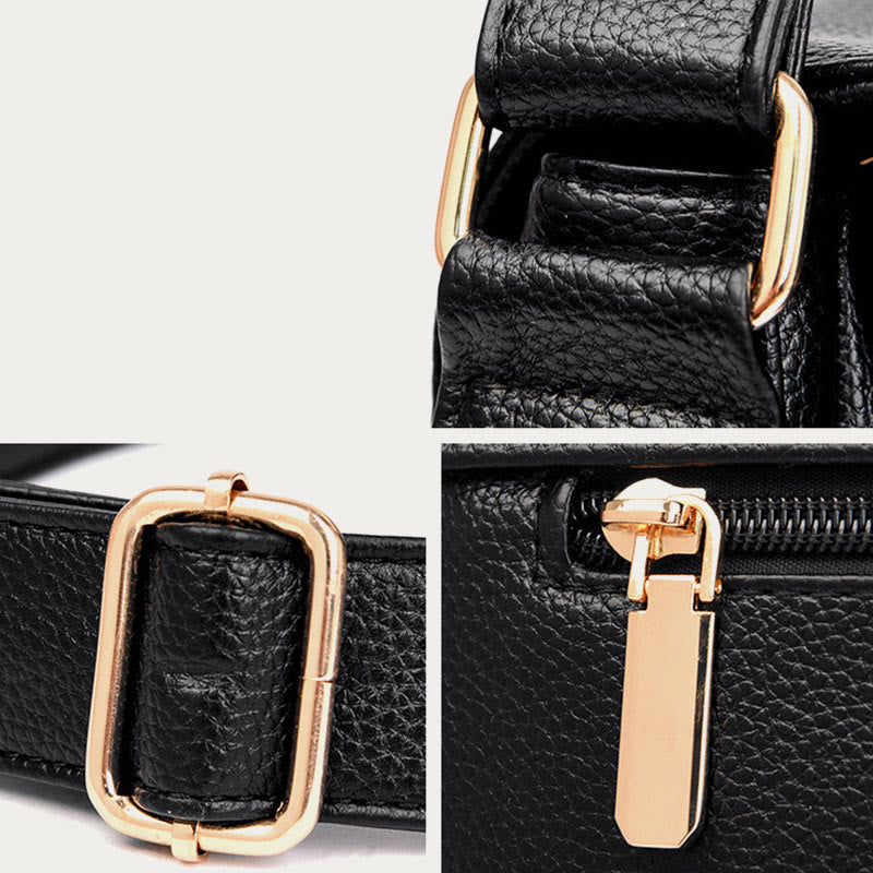 Freizeit-Umhängetasche für Damen im Plissee-Stil, leichte Ledertasche