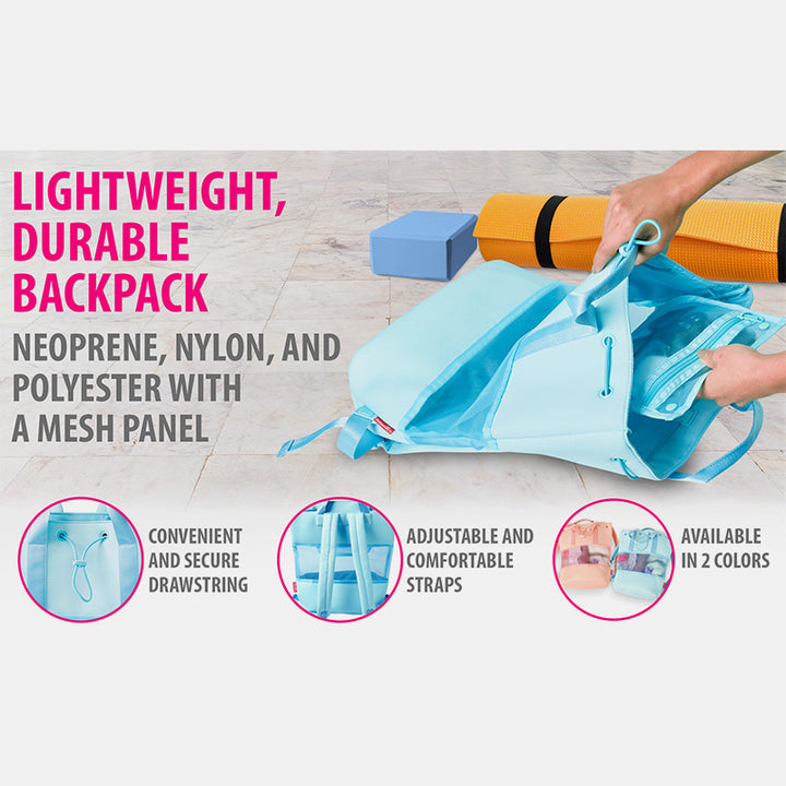 Leichter, modischer Netz-Rucksack für den Strand, Fitnessstudio, Neopren, Handtasche mit Kordelzug