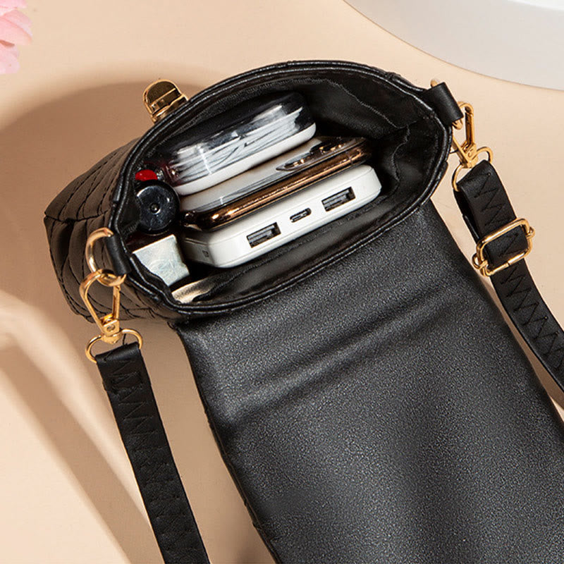 Umhängetasche aus PU-Leder mit Diamant-Karo-Stickerei für Damen