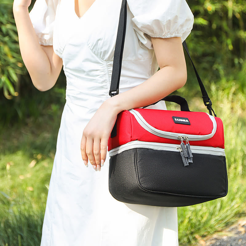 Kühltasche für Ausflüge, doppellagige Isolierung, Umhängetasche, Picknicktasche