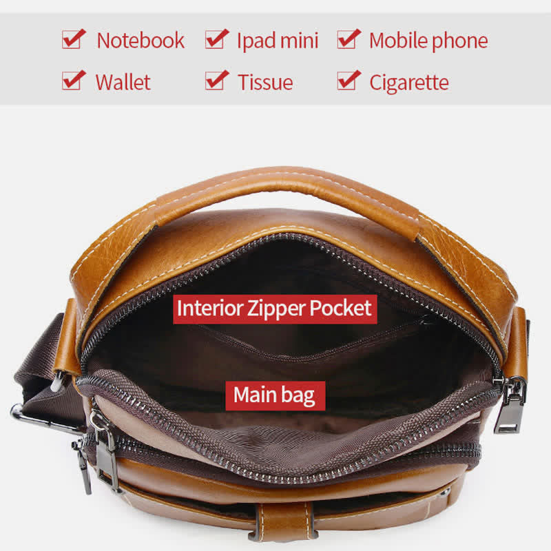 Kleine Umhängetasche aus Leder für Herren, Retro-Arbeits- und Business-Schulterhandtasche