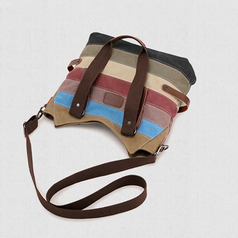 Multifunktions-Farbblock-Canvas-Handtasche Hobo Tote Bag Umhängetaschen