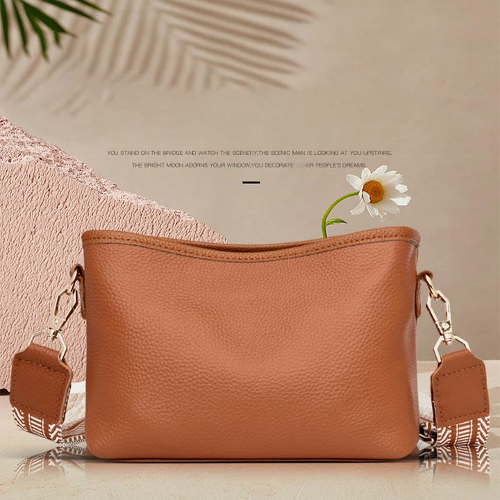 Umhängetasche für Damen, einfarbig, mit Litschi-Muster, Ledertasche