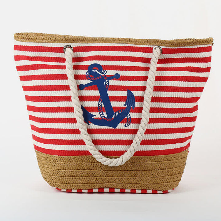 Tragetasche für Damen, großes Fassungsvermögen, gestreift, Strandtasche, Umhängetasche
