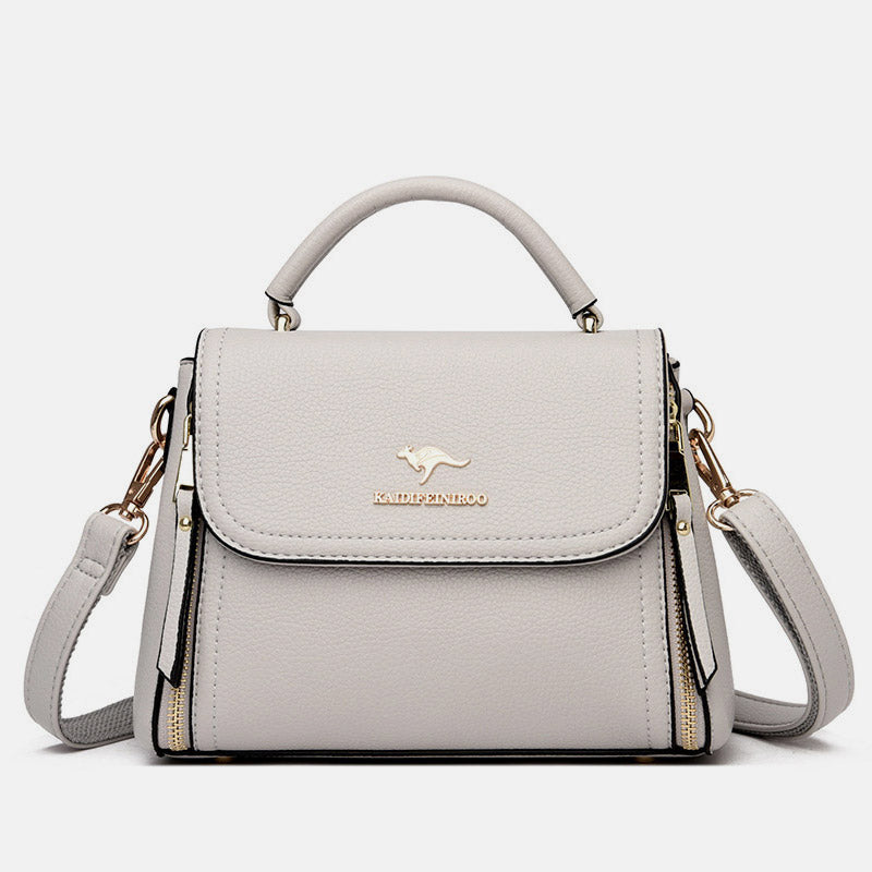 Doppelfach Top Griff Satchel Leder Umhängetasche Geldbörse Handtasche