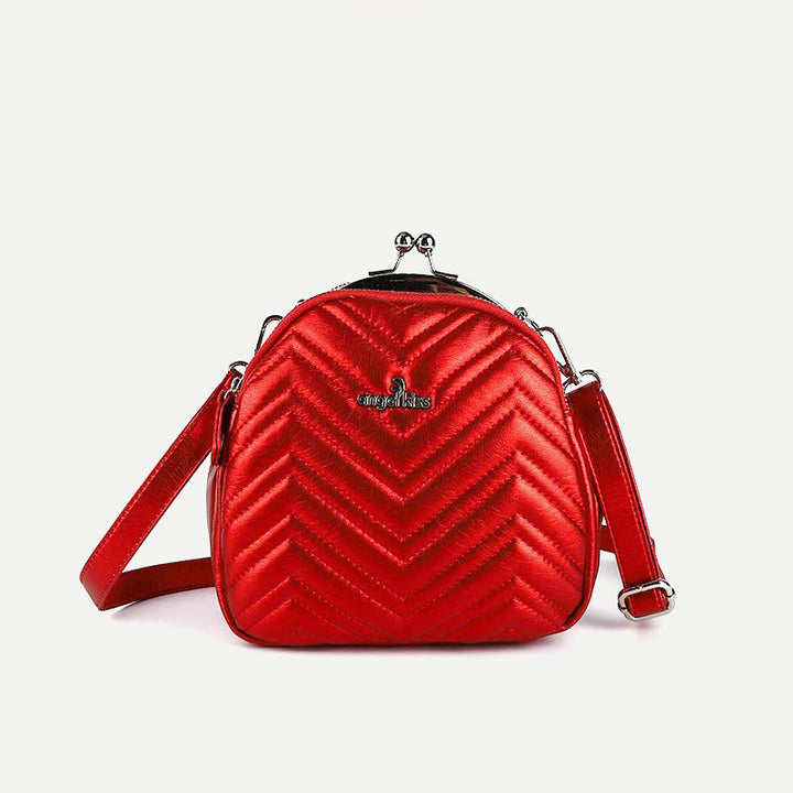Mini-Rucksack mit drei Fächern, Kisslock-Reißverschluss, Tagesrucksack, modische Party-Geldbörsen, Handtaschen