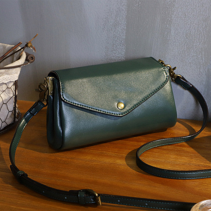 Retro Echtleder Handgemachte Umhängetasche Multi-Slot Schultertasche