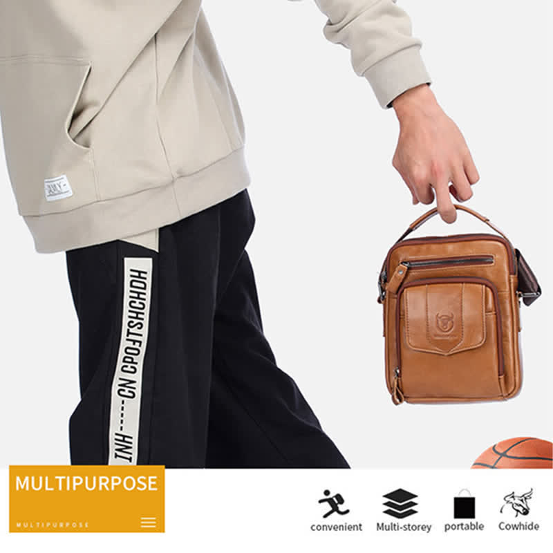 Lässige Umhängetasche aus Leder für Herren im Vintage-Stil