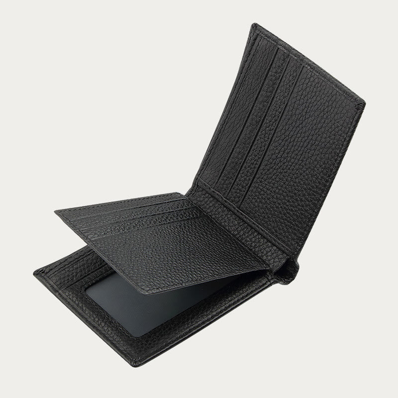 Ledergeldbörse für Männer, Diebstahlschutz, RFID, schwarze Geldbörse