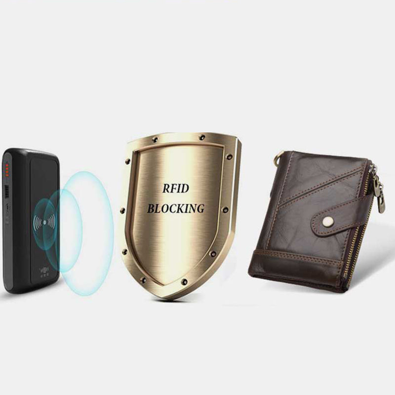 RFID-blockierende Retro-Geldbörse aus echtem Leder mit Doppelreißverschluss