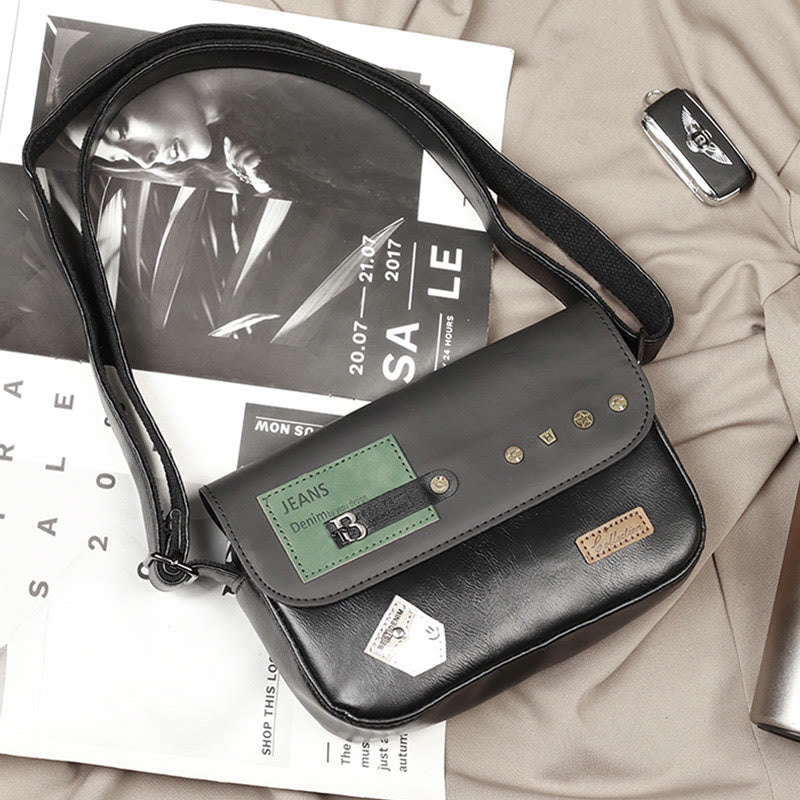 Umhängetasche für Männer Nieten PU Leder kleine Schultertasche
