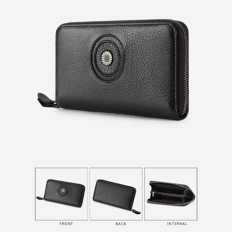 Geldbörse aus echtem Leder für Damen und Herren, einfarbige Clutch