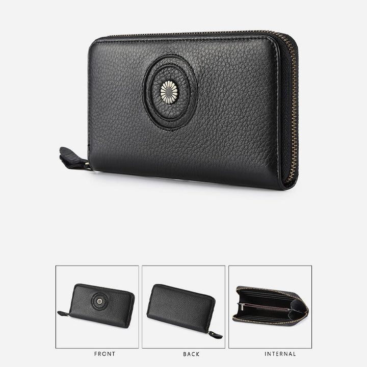 Geldbörse aus echtem Leder für Damen und Herren, einfarbige Clutch