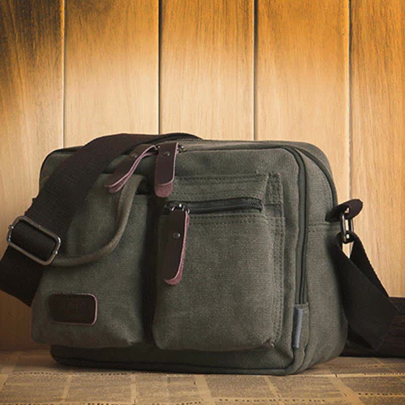 Retro Herren Canvas Messner Bag Casual Satchel Umhängetasche Schultertasche