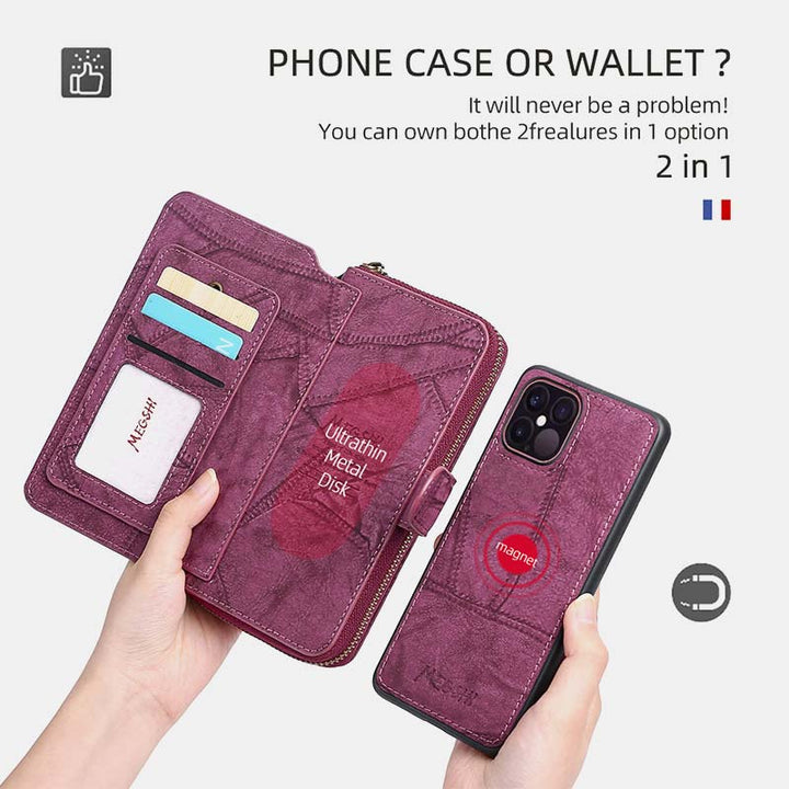 Brieftaschenhülle für die iPhone 15-Serie, magnetisch, abnehmbare Geldbörse