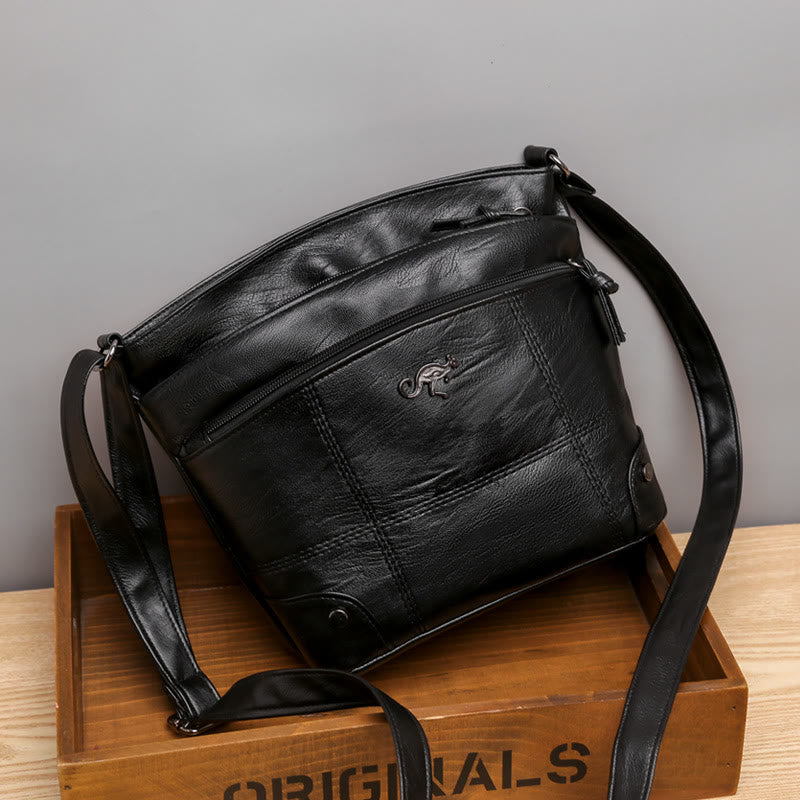 Minimalistische Kunstleder Geldbörse Dreilagig Vintage Damen Umhängetasche