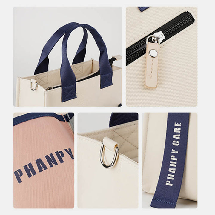 Funktionelle Handtasche, Tote Mommy Bag, Schultertasche mit mehreren Taschen und Umhängegurt