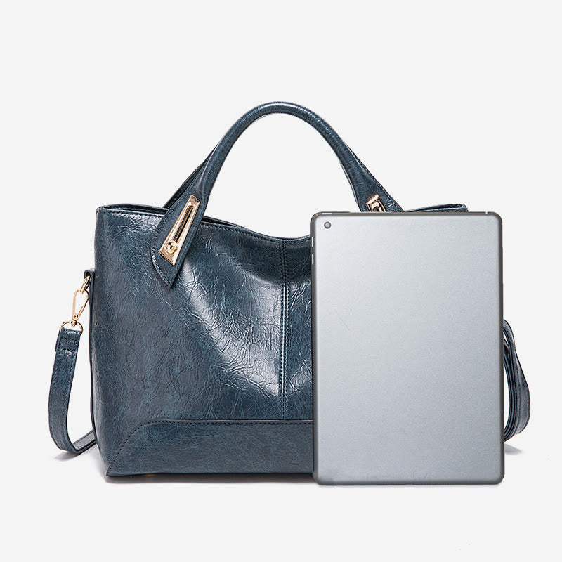 Vintage Tote für Damen Wachs Echtleder Umhängetasche