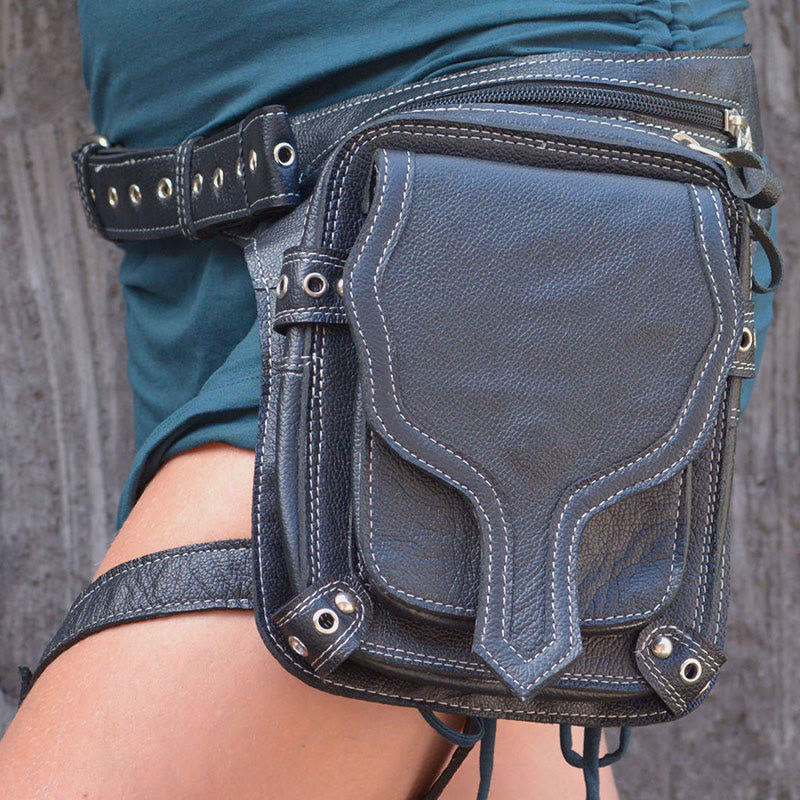 Mittelalterliche Punk-Gürteltasche, Retro-Outdoor-Reißverschluss, Hüft-/Beintasche