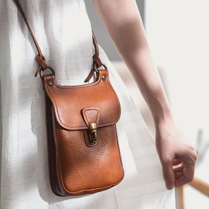 Handgemachte Umhängetasche für Frauen Mini Retro Shopping Handytasche
