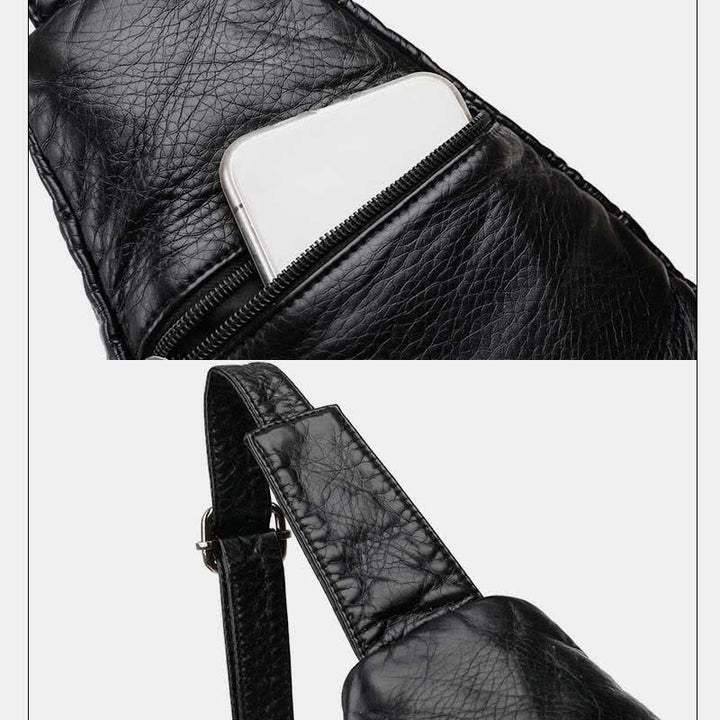 Retro Sling-Rucksack für Damen, mehrere Taschen, Umhängetasche aus PU-Leder
