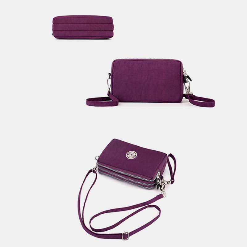 3 Zip Mini Umhängetasche Leichte Handy Brieftasche Lange Armband Geldbörsen