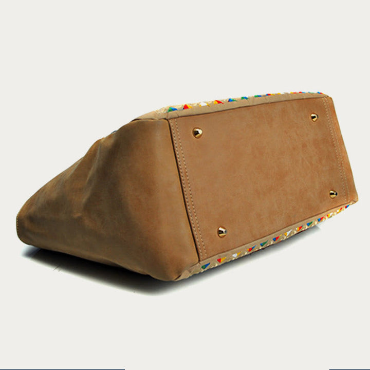 Tote für Frauen Reise ethnischen Stil Muster Leder Schultertasche